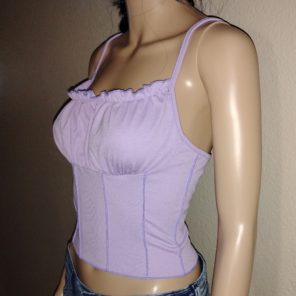 Lavender Bustier Style Crop Top - Picture 4 of 5